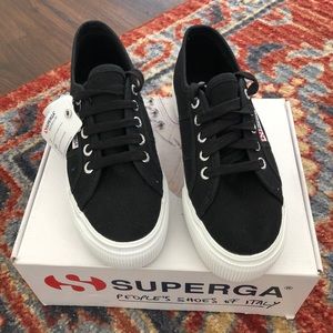 Brand new black superga platforms
